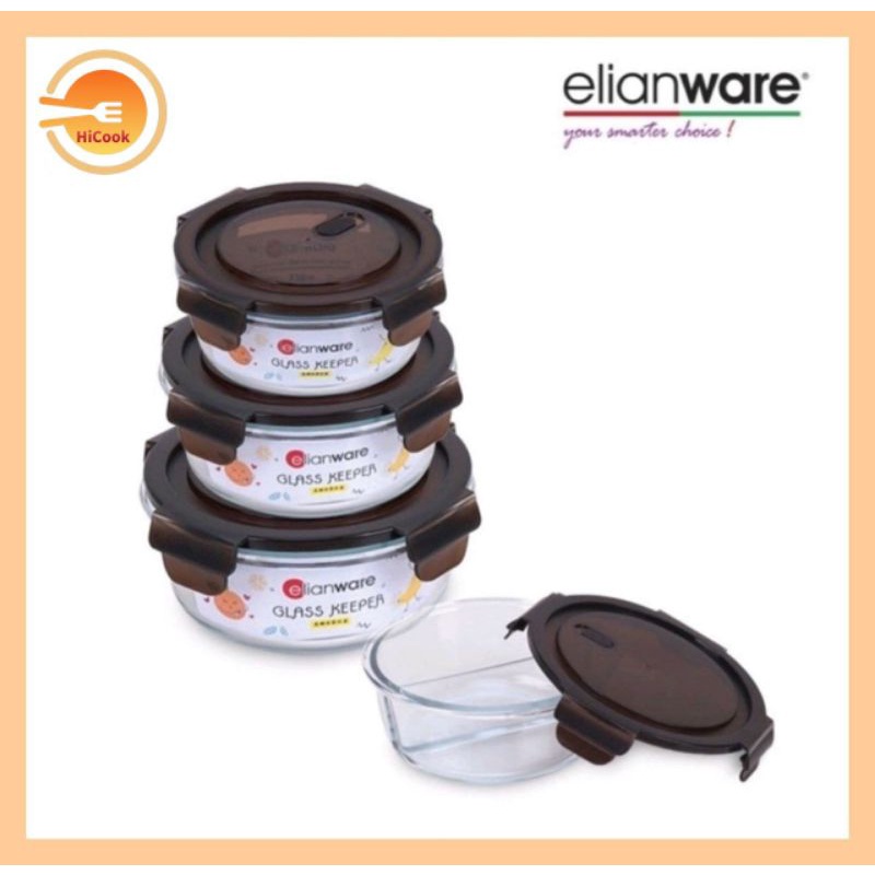 [Ready Stock] HICOOK Elianware E1670/1/2/3/4 Borosilicate Glass Round