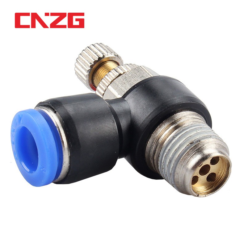 SL Pneumatic Throttle Valve 1/8 1/4 3/8 1/2 Male Thread Air Flow Speed ...