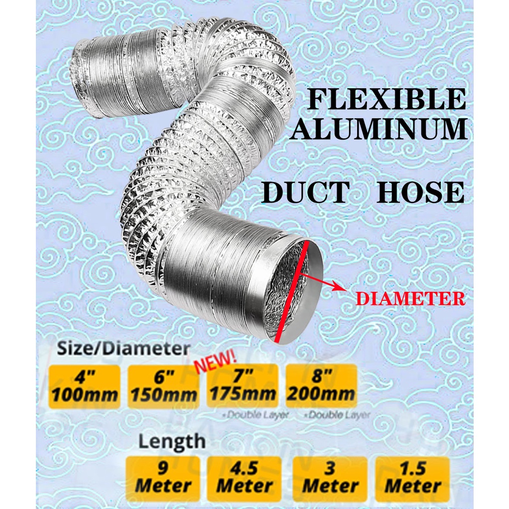 4inch Aluminum Ducting Hose Flexible Duct for Clothes Dryer, Grow Tent