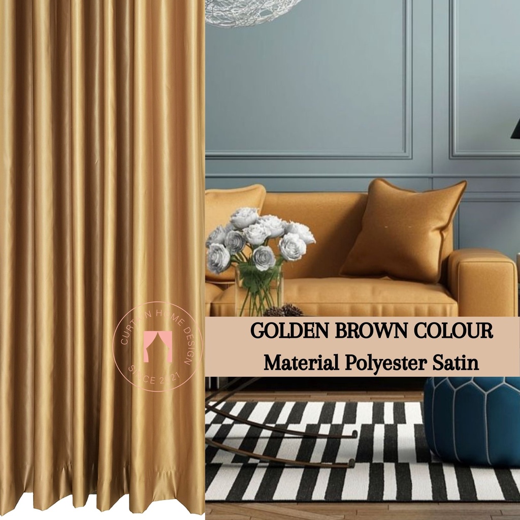 12 12 Year End Sale Ready Stock Curtain Deco Langsir Ready Made Curtain Semi Blackout Warna Golden Brown Gold Shopee Malaysia