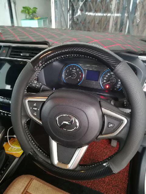 Perodua Carbon Fiber Leather Steering Cover Axia for Bezza 