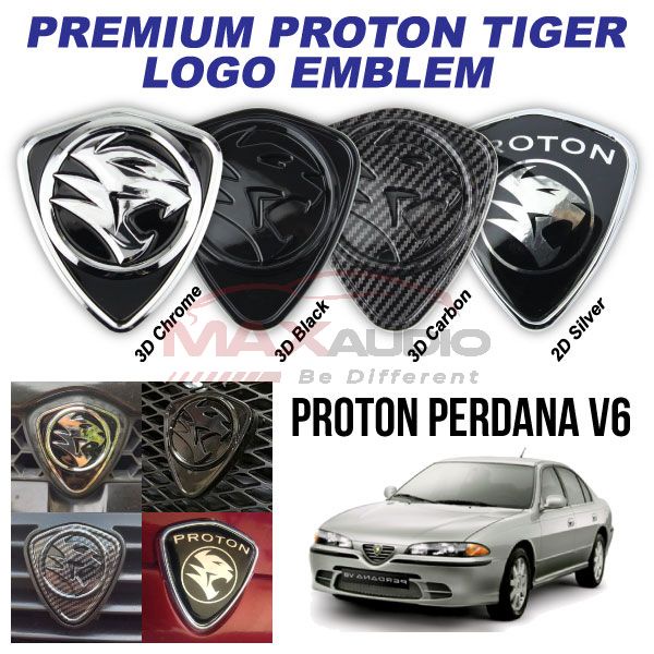 Car Emblem PROTON PERDANA V6 Logo 3D Tiger No Color Fade Front Rear ...