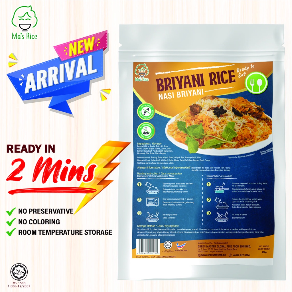 Buy New Ma S Rice Nasi Briyani 180g Ready To Eat Seetracker Malaysia