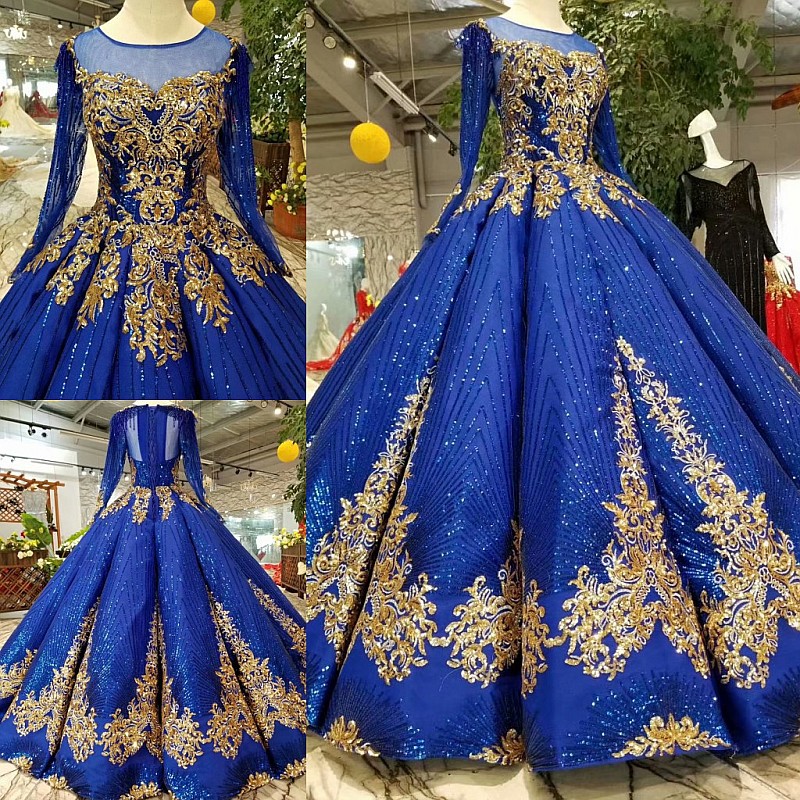 royal blue and gold wedding dresses