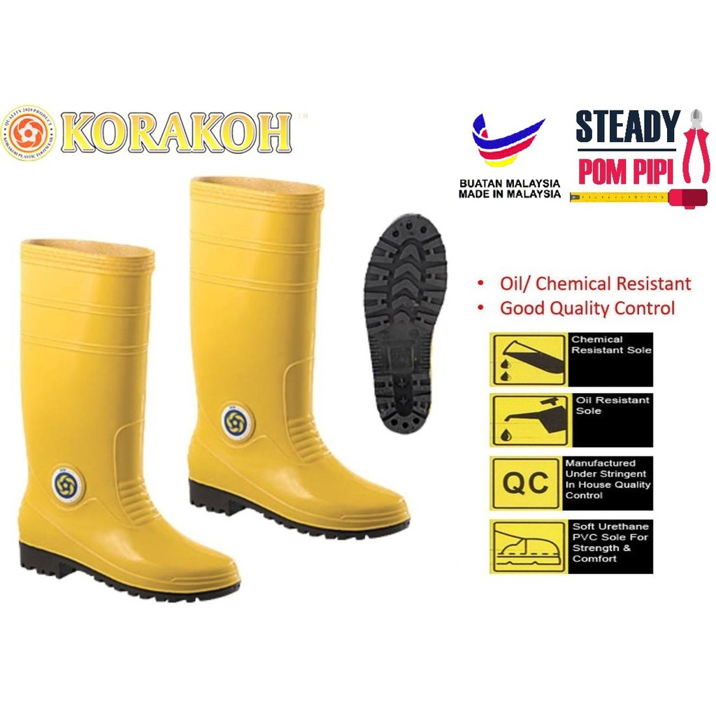 7000 Korakoh Safety Rubber Boot Yellow Kasut Getah Kuning Shopee Malaysia