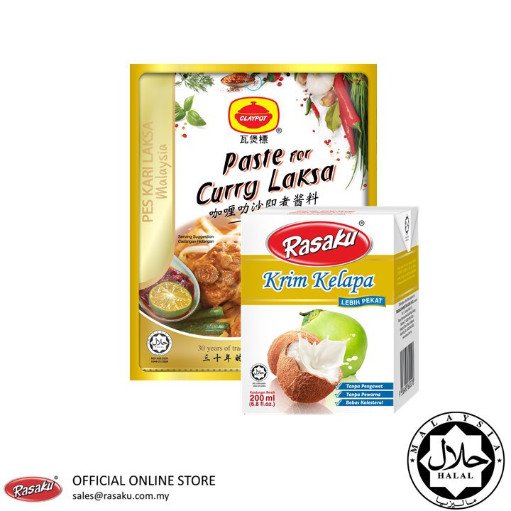 Rasaku Coconut Cream Extra Rich (200ml) + Claypot Curry Laksa Paste (200g)