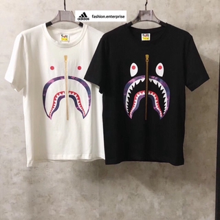 bape shark tee gold zip
