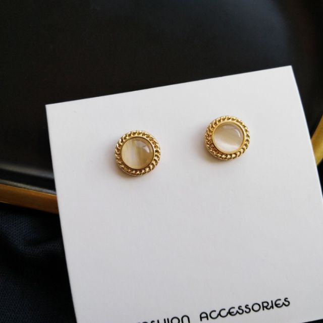 猫眼石/珍珠925银耳环 Cat's eye stone / Pearl 925 Silver Earrings
