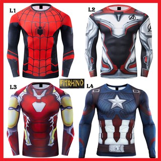 [FITRHINO] Marvel Spiderman Costume Avengers t shirt lelaki men shirt gym outdoor sukan baju cycling basikal