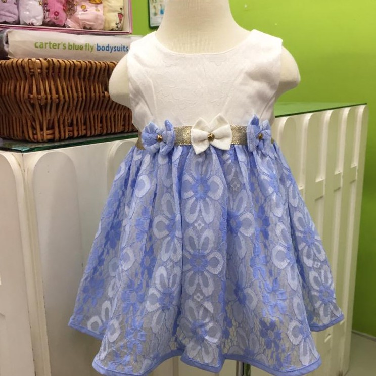 Lil Little BGD350 Gaun  Budak Baju  Budak Baby  Blue Ribbon 