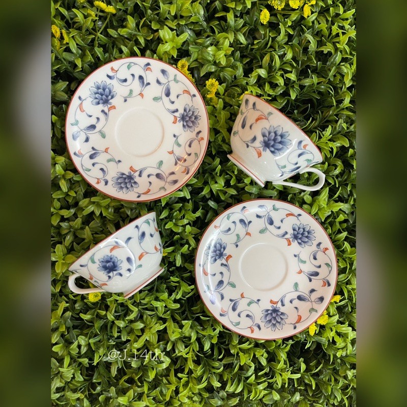Noritake BONE CHINA red tea cups and saucers Shopee Malaysia