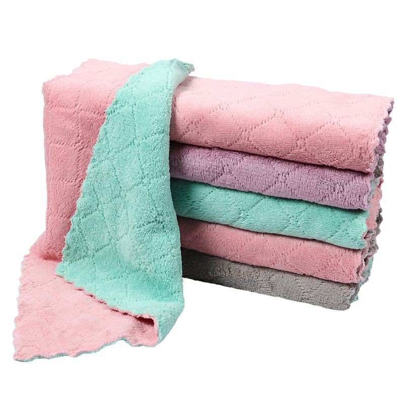 Household Kitchen Towels Absorbent Thicker Double-layer Microfiber Wipe Table / Kain Lap Dapur Meja Serbaguna