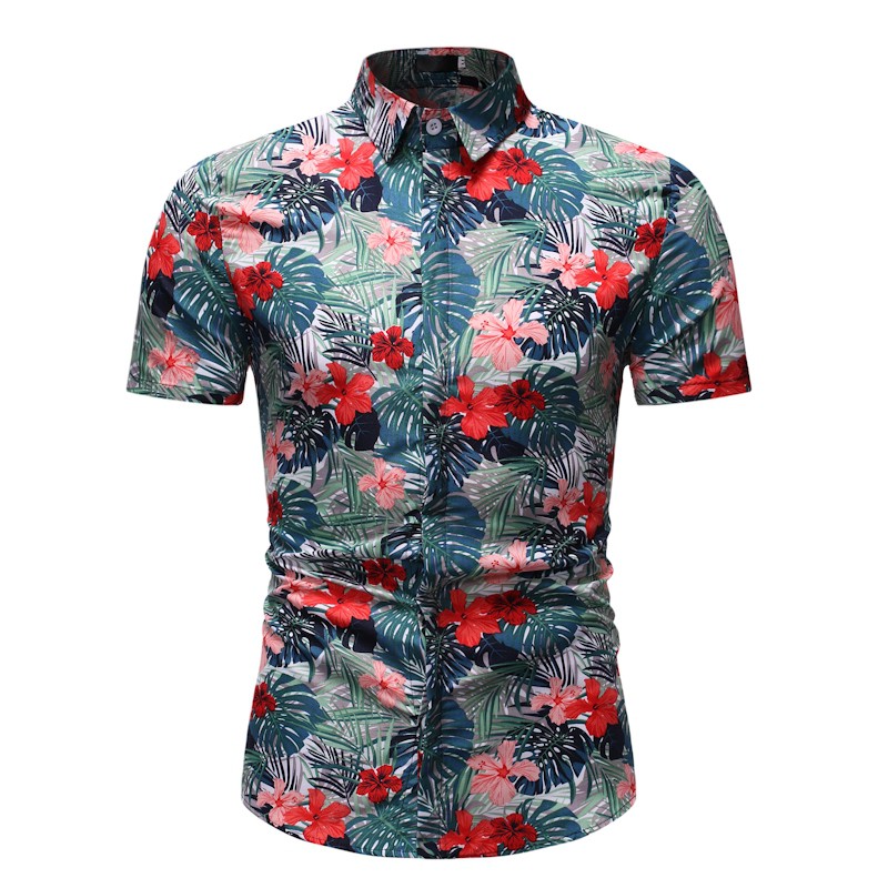 Men's Floral Summer Batik Short Sleeve Printed Fashion Shirt Baju Bunga ...