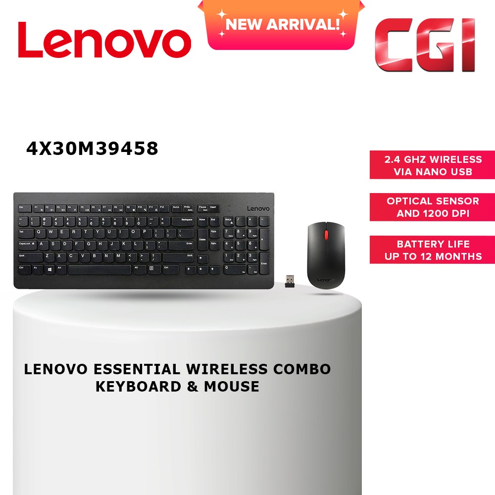 Lenovo Essential Wireless Combo Keyboard & Mouse (US English 103P