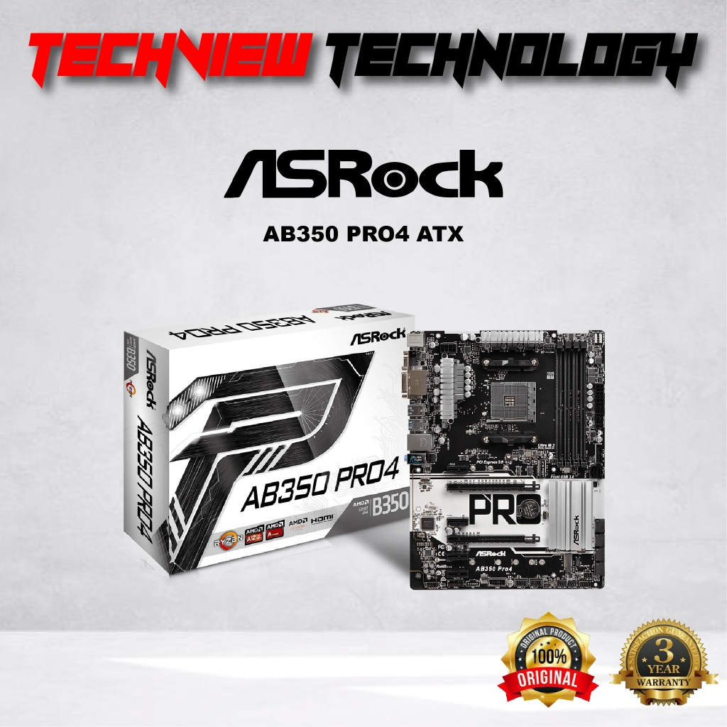 Asrock Ab350 Pro4 Atx Amd Motherboard Shopee Malaysia 4358