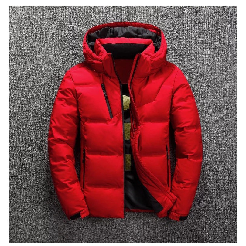 red waterproof winter coat