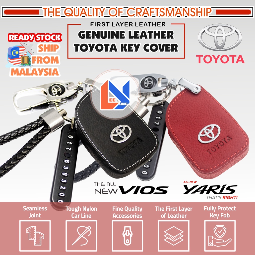 Toyota VIOS Leather Key Cover Holder Smart Key Genuine Leather Holder