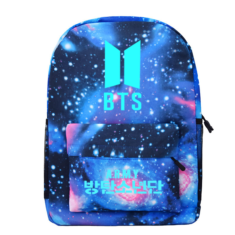 BTS Bulletproof Youth Group Night Light Star Bag Amazon Fluorescent Backpack Students Cross-border European and American