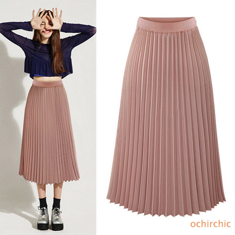 long pleated a line skirt