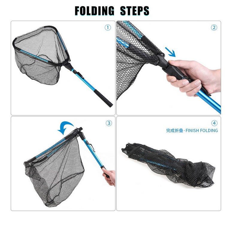 READY STOCK) SAUK IKAN boleh lipat / Foldable Aluminum Alloy Landing Net  Pole Casting Fishing Net