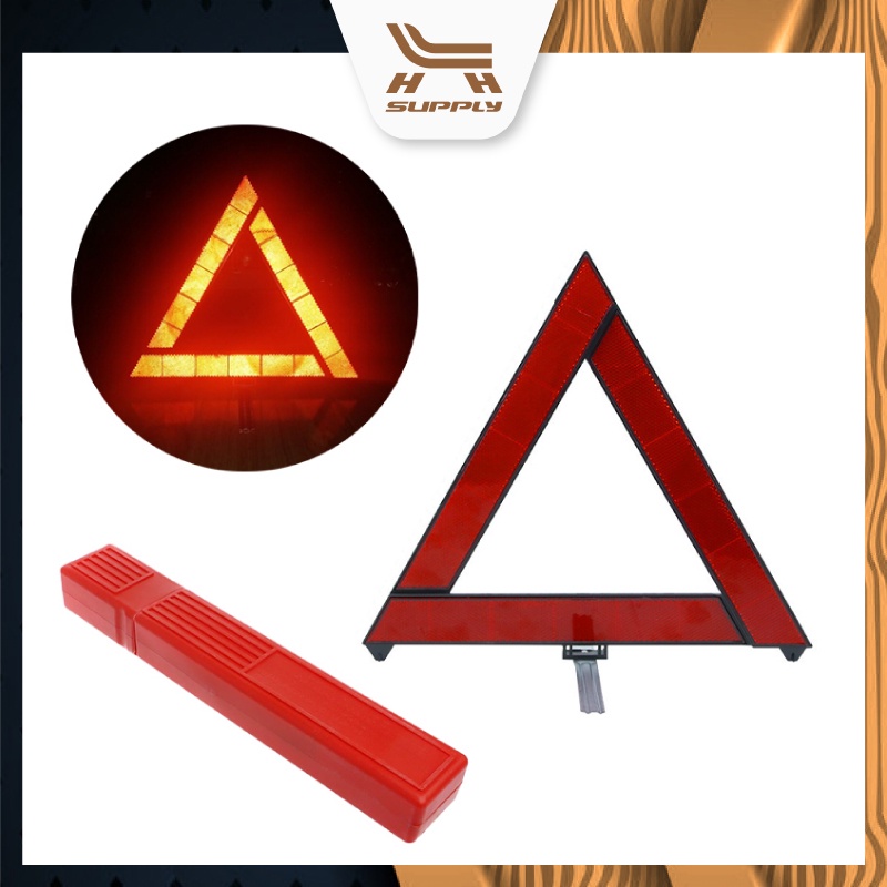 LH Car Warning Safety Road Triangle Bar Sign Emergency Reflective Kit Exclamation Mark Lampu Segitiga Kecemasan