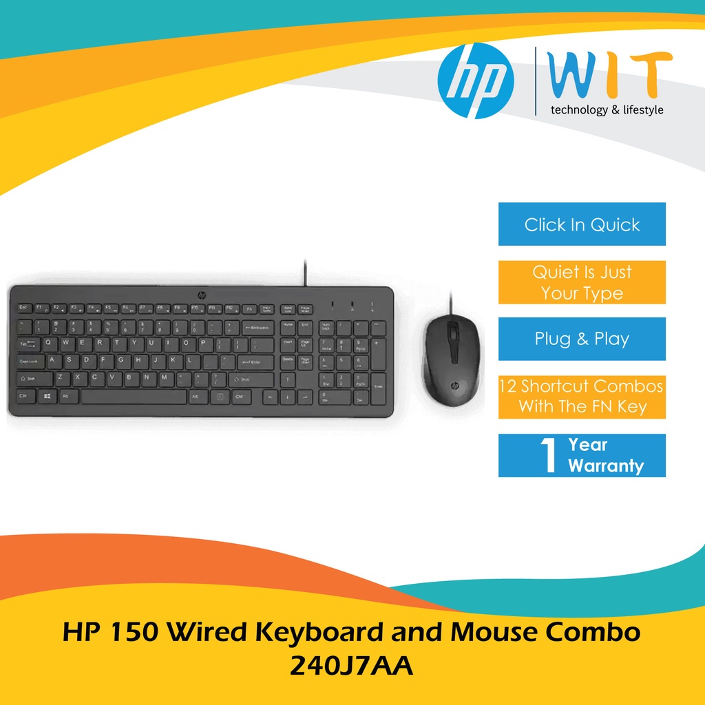 HP 150 Wired Keyboard and Mouse Combo - 240J7AA