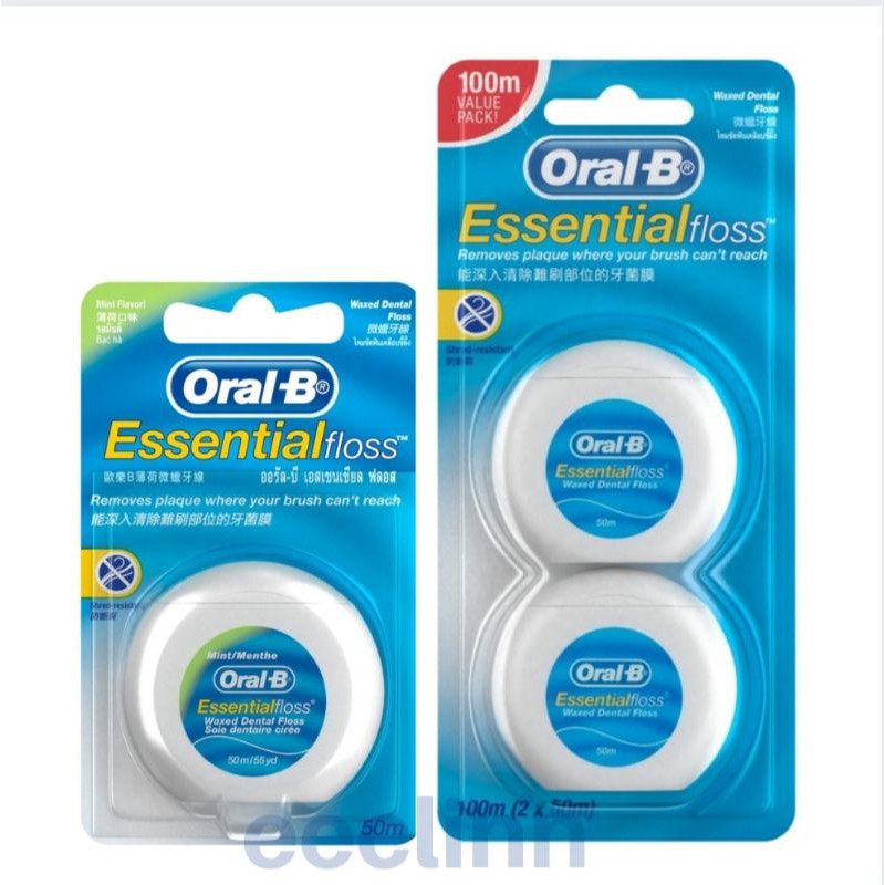 Oral-B Essential Floss Mint Dental Floss 50m (Single /Twin Pack ...