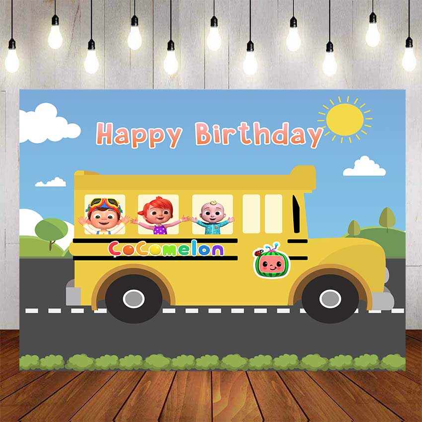 WHEELS ON THE BUS PRINTABLE PARTY BACKDROP BANNER SCHOOL B