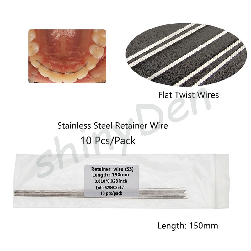 10pcs Orthodontic Lingual Retainer Wire Stainless Steel Flat Plate