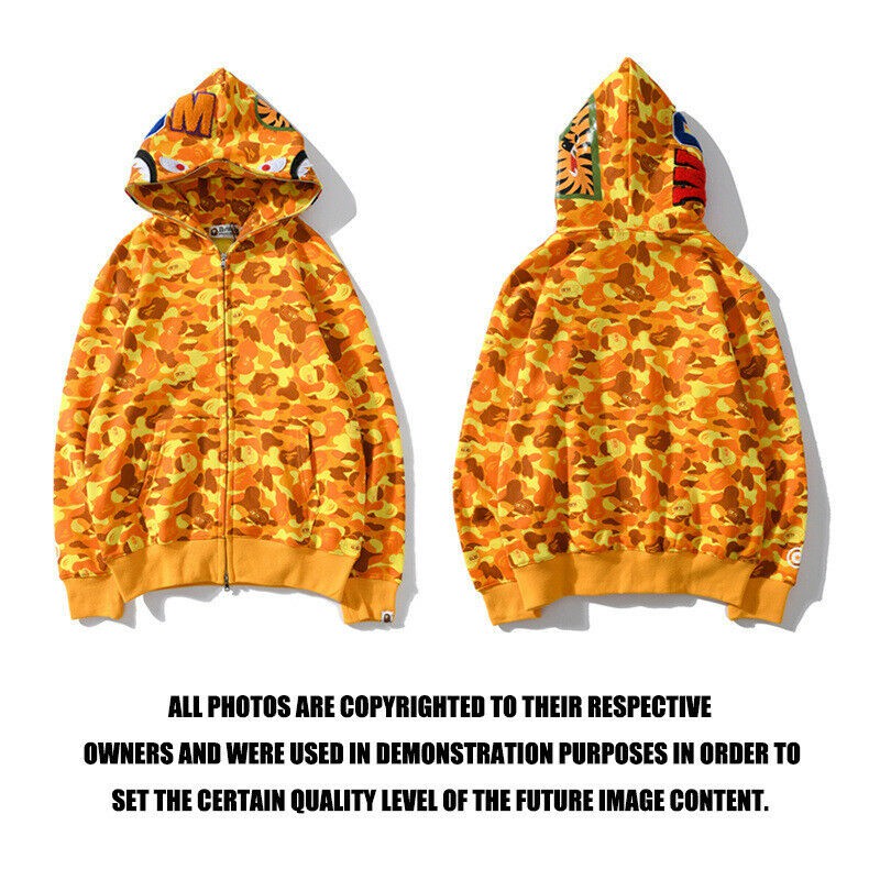 bape shark hoodie orange camo