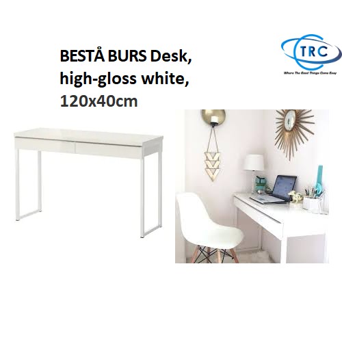 Ready Stock Ikea Besta Besta Burs Desk High Gloss White
