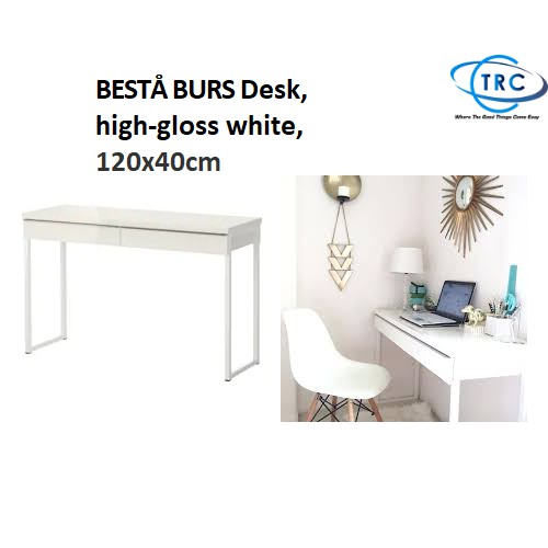 Ready Stock Ikea Besta Besta Burs Desk High Gloss White