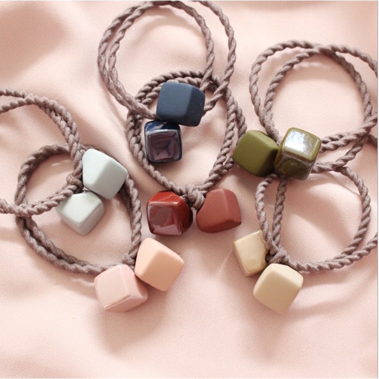 Girl S Simple Temperament Tie Hair Rubber Band Square Hair Loop