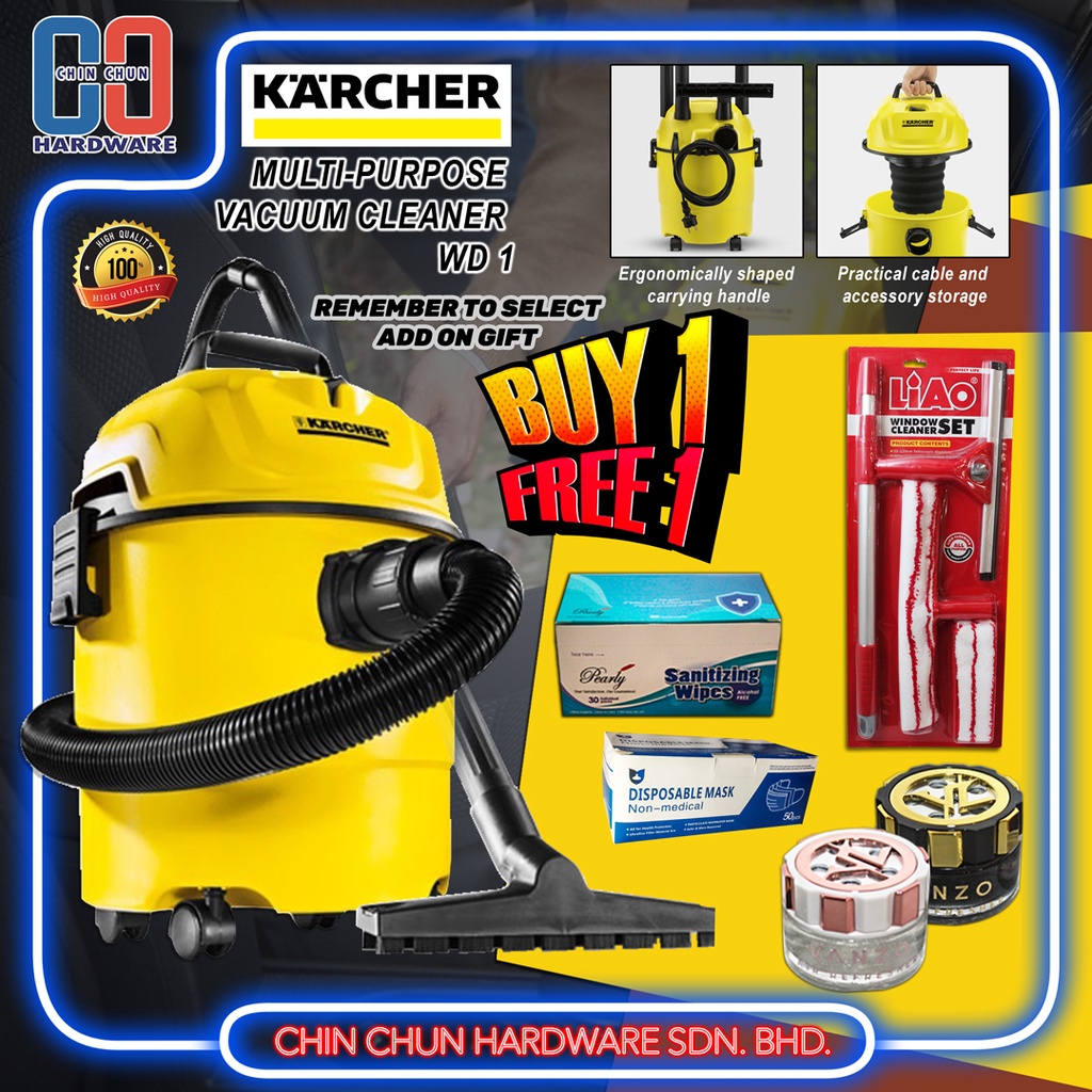 KARCHER WD1 CLASSIC 15L HOME VACUUM CLEANER & BLOWER|WET & DRY VACUUM ...