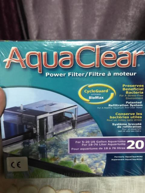 Hagen AquaClear 20 Power Filter Hang On Back HOB Aqua Clear Clip