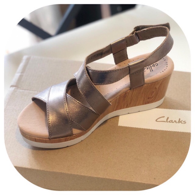 clarks velcro wedge sandals