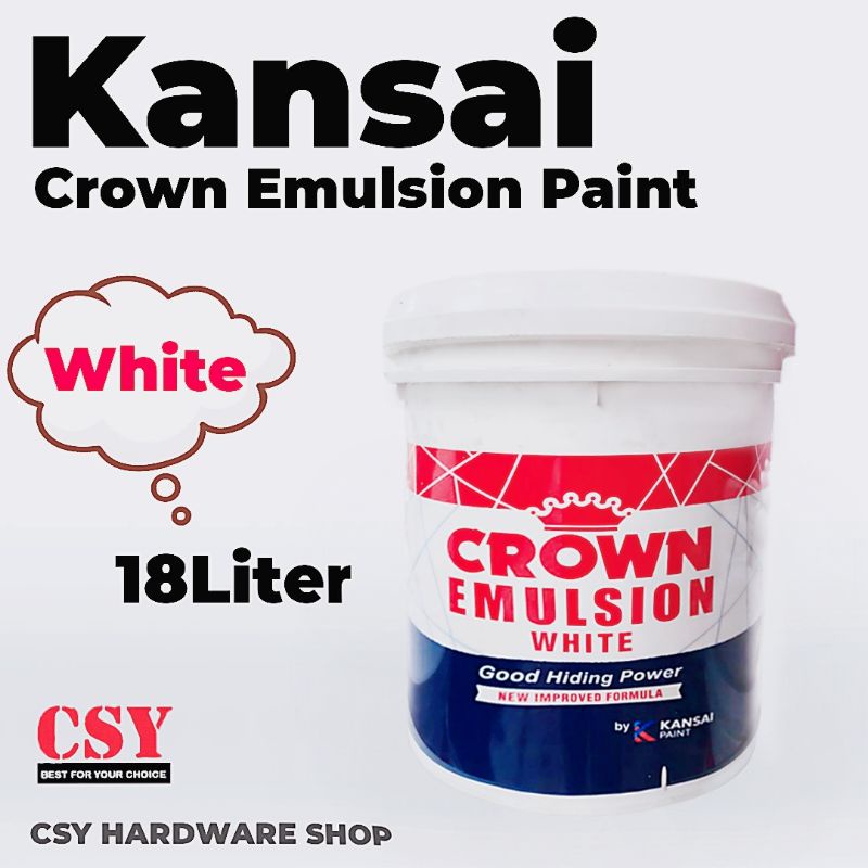 KANSAI PAINT CROWN Emulsion Paint 18 Liter White Shopee Malaysia
