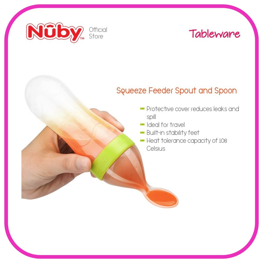 Nuby Silicone Sqeeze Baby Food Feeder With Spoon Replacement