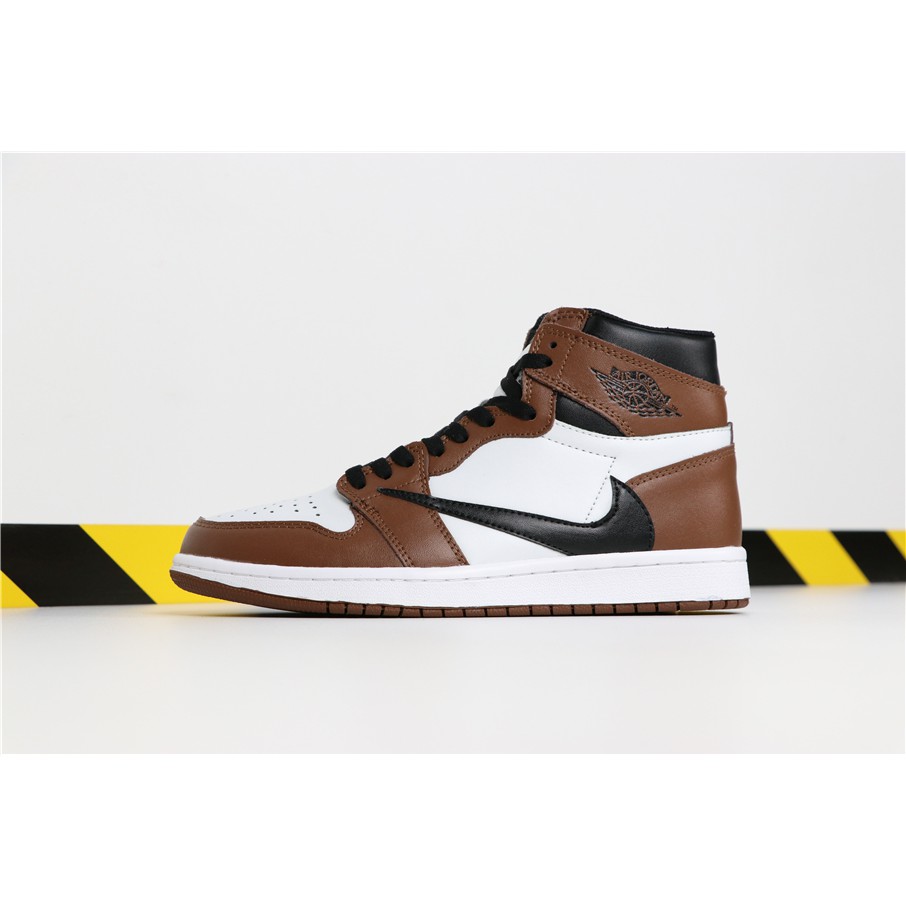 brown and white air jordan 1