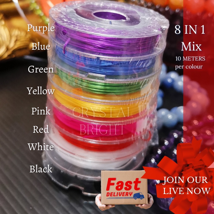 *High Quality* 8IN1 Crystal Elastic String Stretchable string /一捆8卷水晶线 Diy手链串珠线 Crystal Bracelets Diy elastic mix string