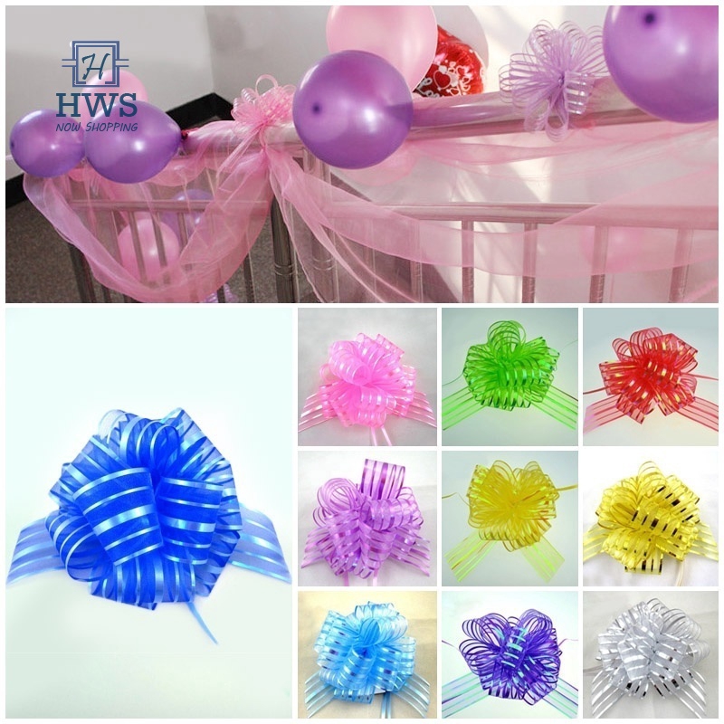 20-60X AB Coating Pull Bows Butterfly Ribbon Wedding Party Gifts Wrap Decoration 