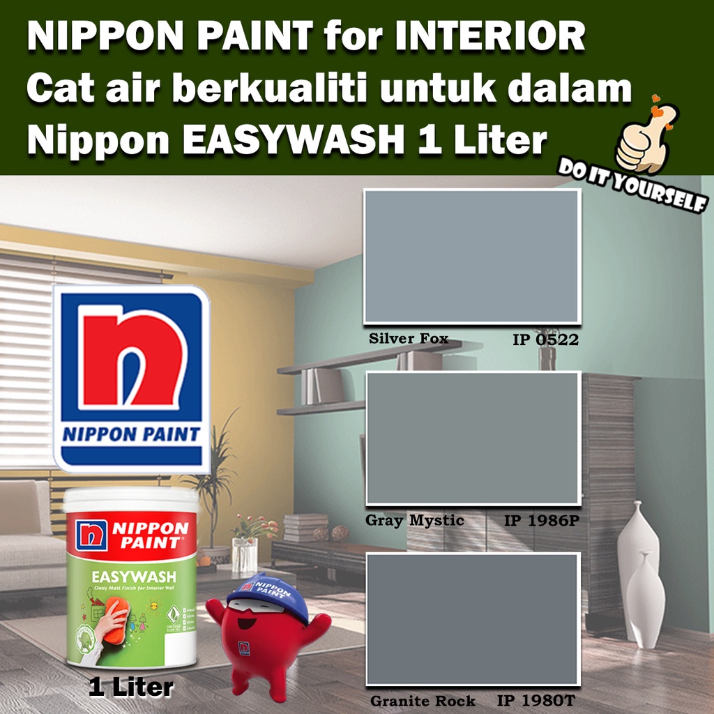 Nippon Paint EasyWash Interior collection 1 Liter Silver Fox 0522