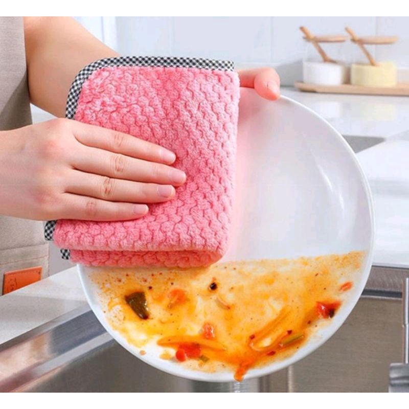 Thickened Baking kain lap dapur meja kotor menyerap air Kitchen Daily Dish Towel Cloth Rag Non-Stick Oil