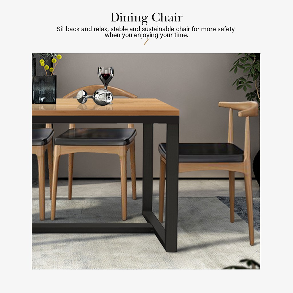 FINSSO: LEIA Solid Rubber Wood Dining Table Sets with 4 Dining Chairs