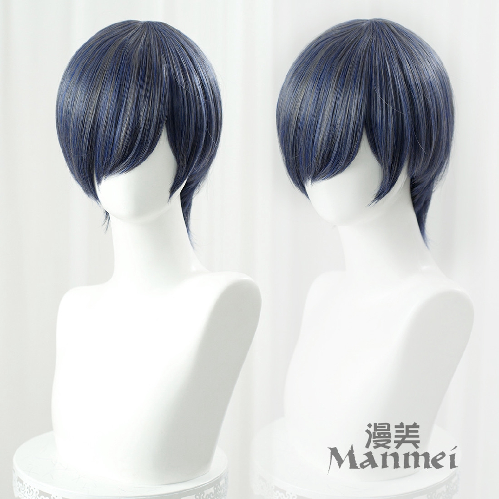 blue short hair wig