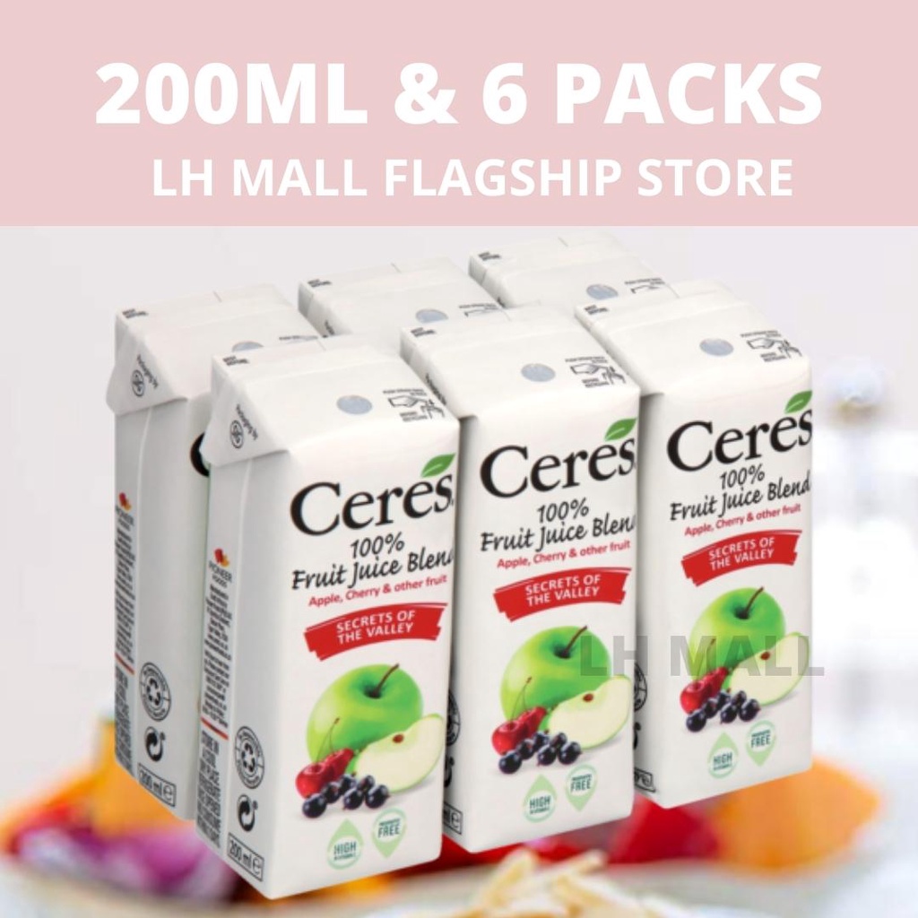 Secrets of valley Juices - SINGAPORE Ceres fruits juice  200ml x 6 packs (IMPORT)
