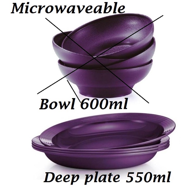 **Microwaveable **Tupperware Purple Royale Deep Plate 550ml / Bowl 600ml Raya Ramadan