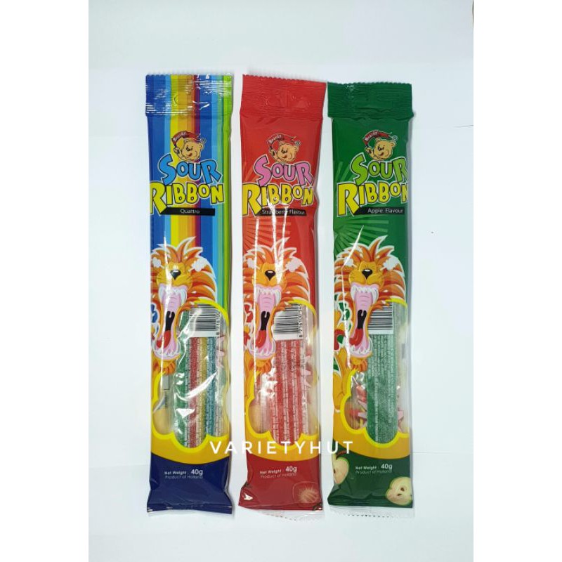 Sour Ribbon Candy Strip 1UNIT (40gram per packet) 3 Flavours! Gula