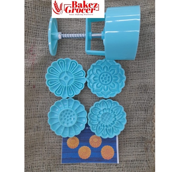 Hand Press Mooncake Mould 125g Traditional Mooncake Mould with 4 stamps