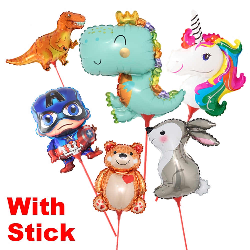 Rabbit dinosaur unicorn animal Cartoon foil Balloon with stick Birthday Party decorations Kids Baby shower, Party baloon Toys